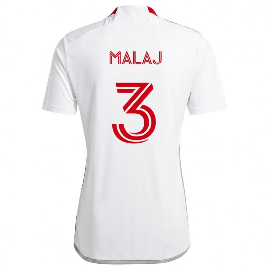 Vaikiškas Albert Malaj #3 Balta Raudona Išvykos Marškinėliai 2024/25 T-Shirt