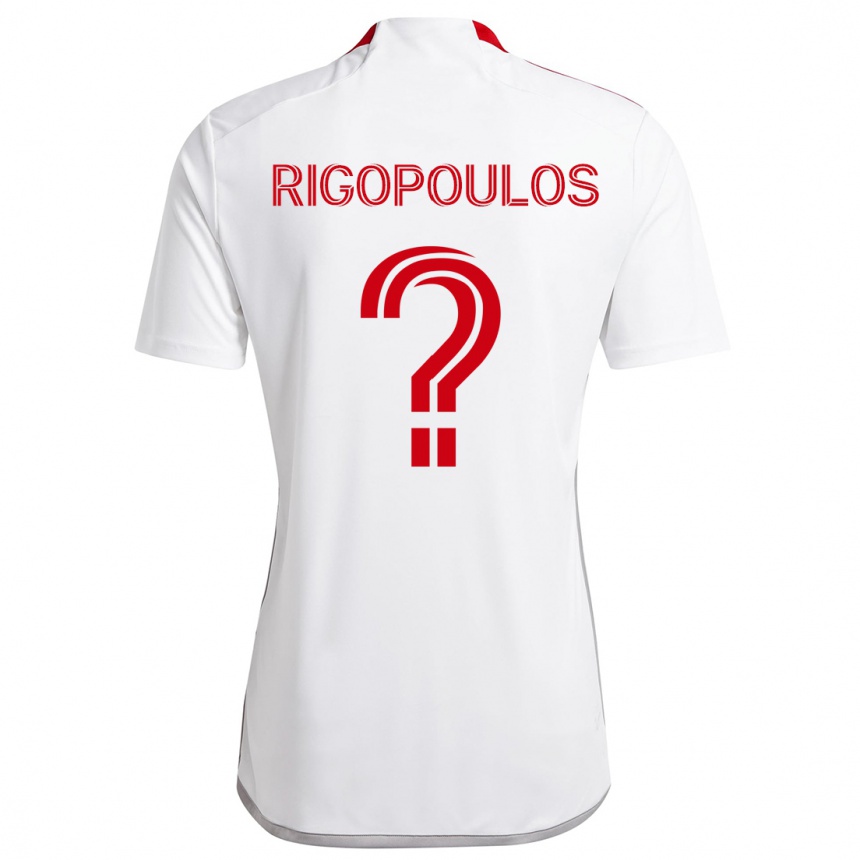 Vaikiškas Theo Rigopoulos #0 Balta Raudona Išvykos Marškinėliai 2024/25 T-Shirt