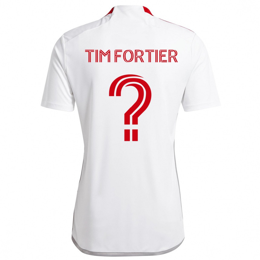 Vaikiškas Tim Fortier #0 Balta Raudona Išvykos Marškinėliai 2024/25 T-Shirt