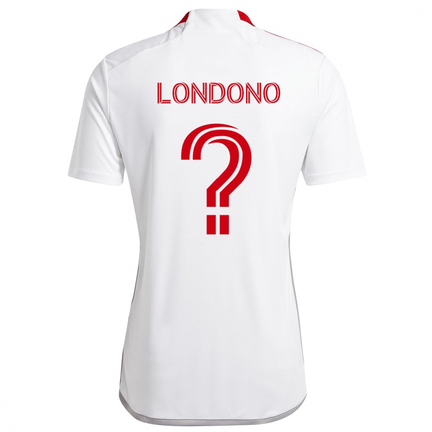 Vaikiškas Tyler Londono #0 Balta Raudona Išvykos Marškinėliai 2024/25 T-Shirt