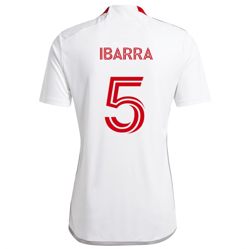 Vaikiškas Franco Ibarra #5 Balta Raudona Išvykos Marškinėliai 2024/25 T-Shirt