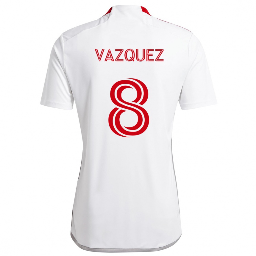 Vaikiškas Víctor Vázquez #8 Balta Raudona Išvykos Marškinėliai 2024/25 T-Shirt