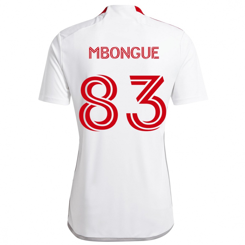 Vaikiškas Hugo Mbongue #83 Balta Raudona Išvykos Marškinėliai 2024/25 T-Shirt