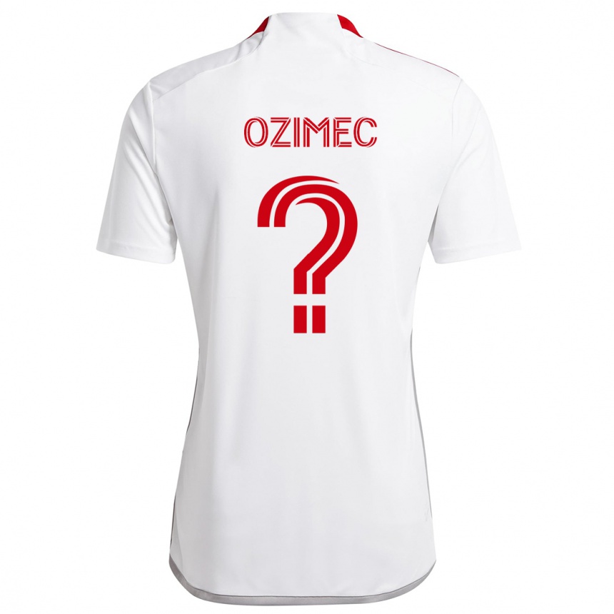 Vaikiškas Lucas Ozimec #0 Balta Raudona Išvykos Marškinėliai 2024/25 T-Shirt