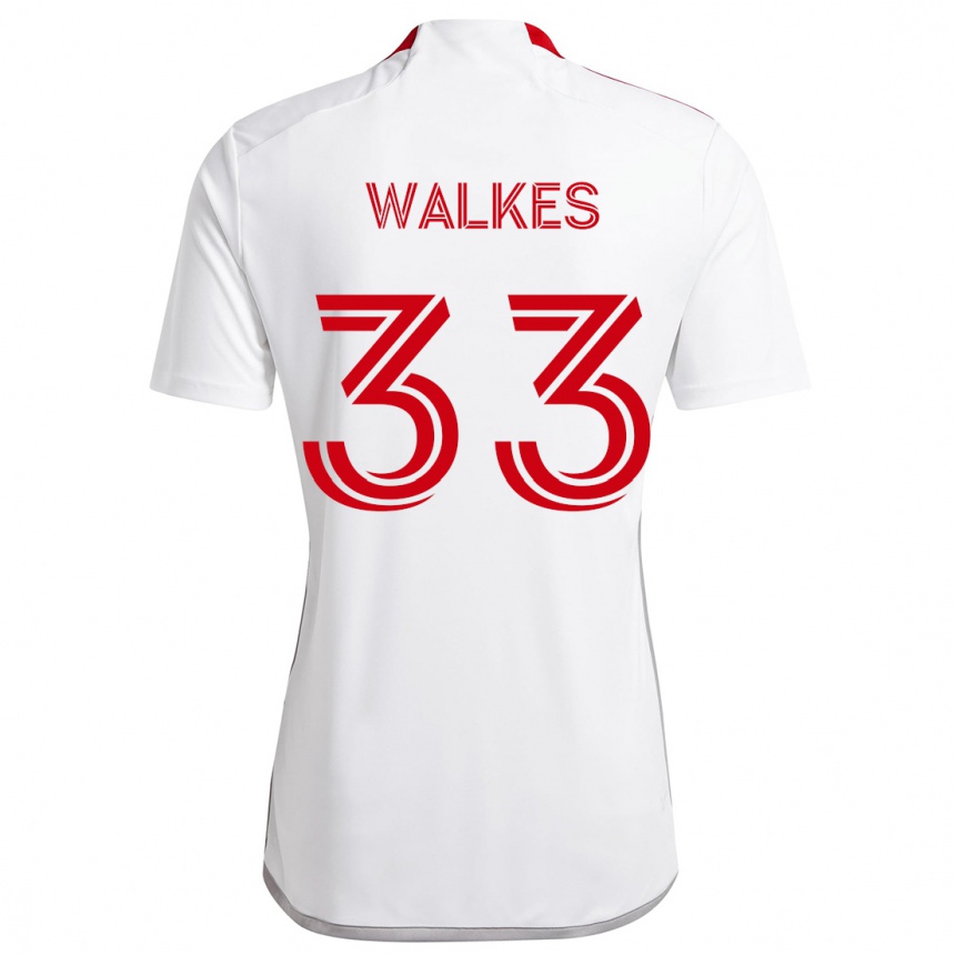 Vaikiškas Reshaun Walkes #33 Balta Raudona Išvykos Marškinėliai 2024/25 T-Shirt