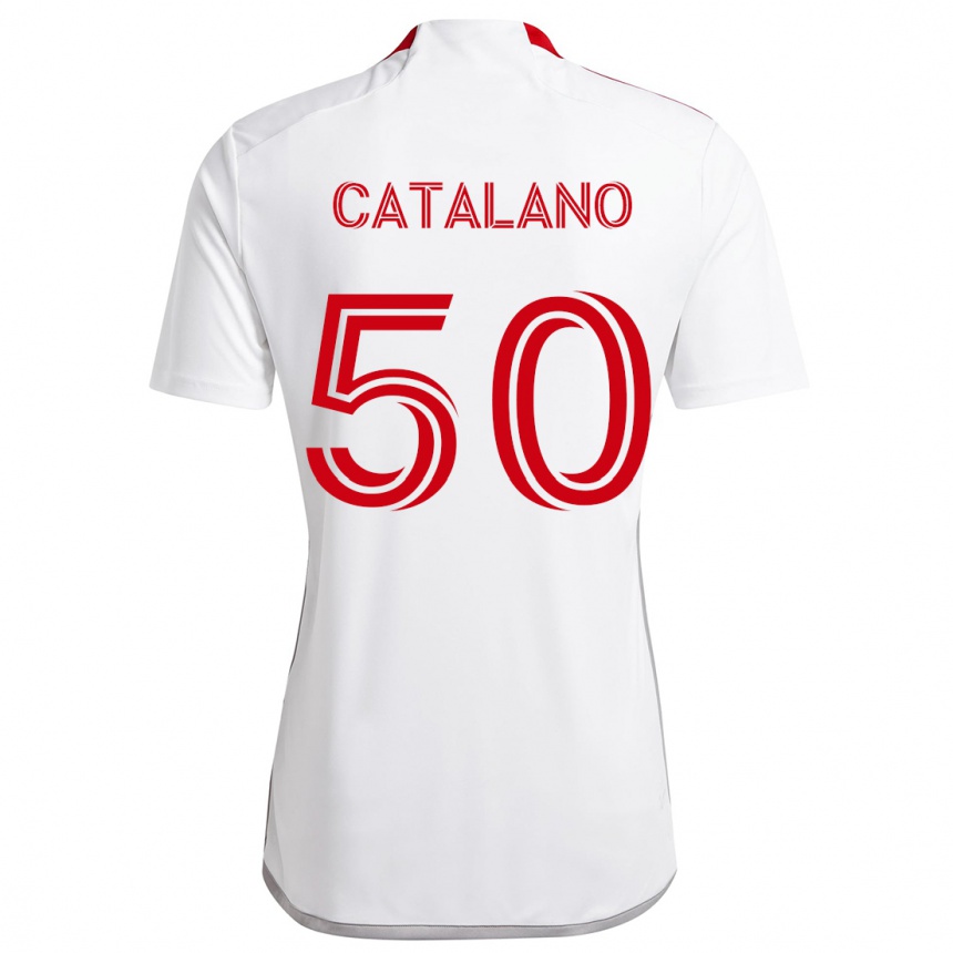 Vaikiškas Gianluca Catalano #50 Balta Raudona Išvykos Marškinėliai 2024/25 T-Shirt