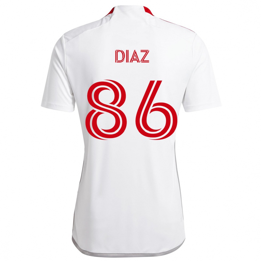 Vaikiškas Alec Díaz #86 Balta Raudona Išvykos Marškinėliai 2024/25 T-Shirt