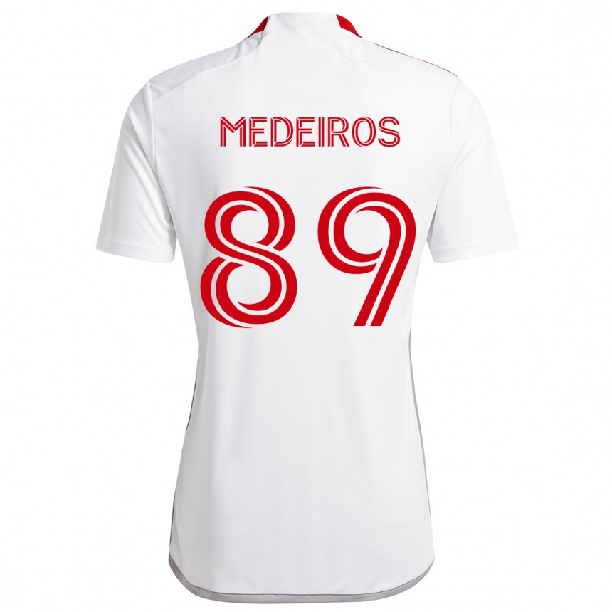 Vaikiškas Matthew Medeiros #89 Balta Raudona Išvykos Marškinėliai 2024/25 T-Shirt