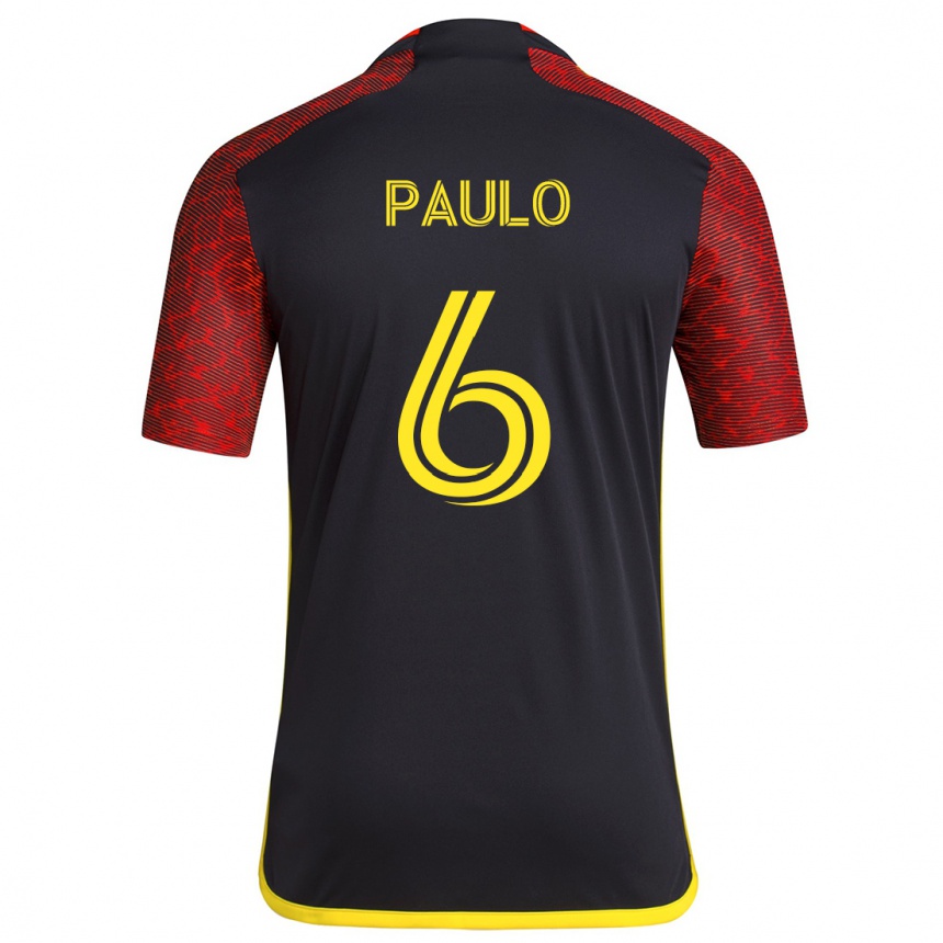 Vaikiškas João Paulo #6 Raudona Juoda Išvykos Marškinėliai 2024/25 T-Shirt