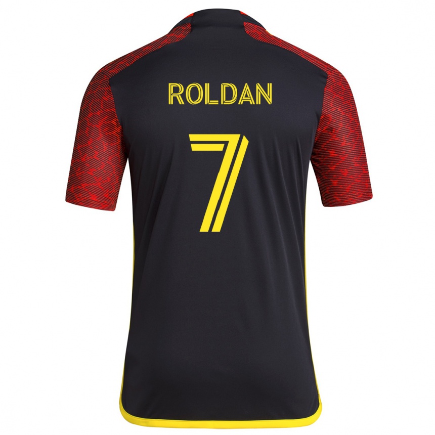 Vaikiškas Cristian Roldán #7 Raudona Juoda Išvykos Marškinėliai 2024/25 T-Shirt