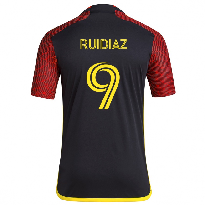 Vaikiškas Raúl Ruidíaz #9 Raudona Juoda Išvykos Marškinėliai 2024/25 T-Shirt