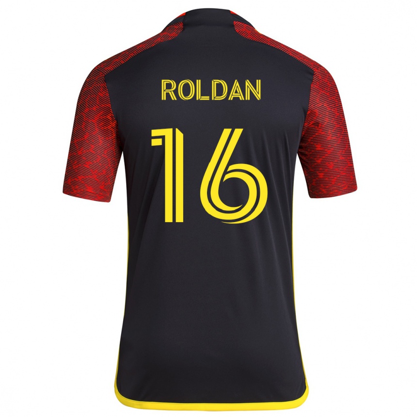 Vaikiškas Álex Roldán #16 Raudona Juoda Išvykos Marškinėliai 2024/25 T-Shirt