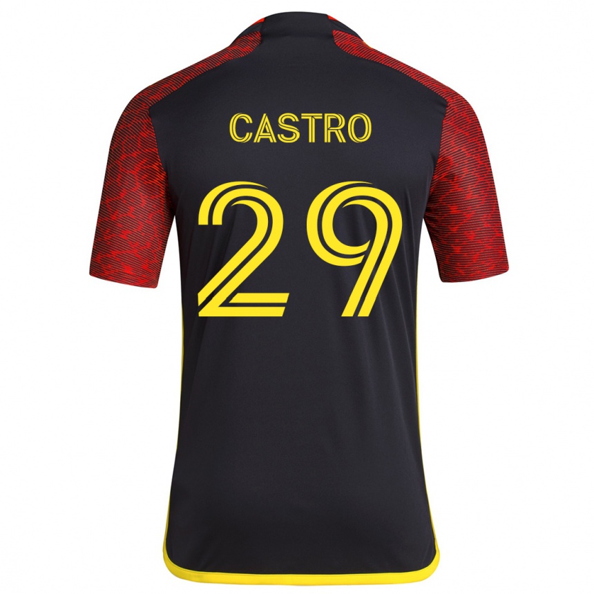 Vaikiškas Jacob Castro #29 Raudona Juoda Išvykos Marškinėliai 2024/25 T-Shirt