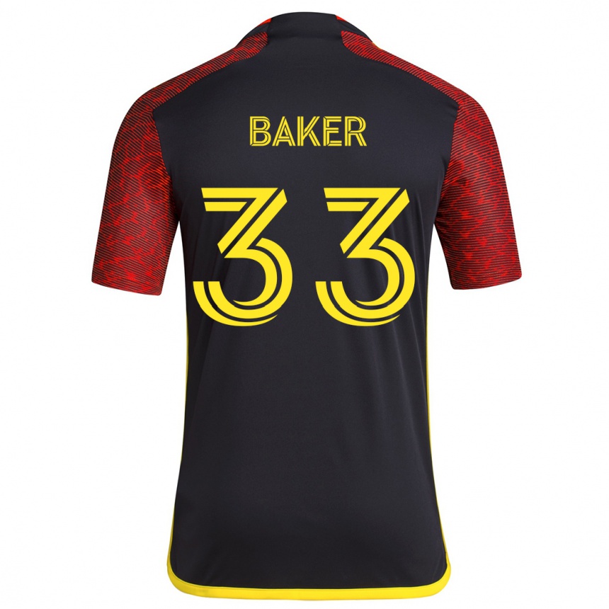 Vaikiškas Cody Baker #33 Raudona Juoda Išvykos Marškinėliai 2024/25 T-Shirt