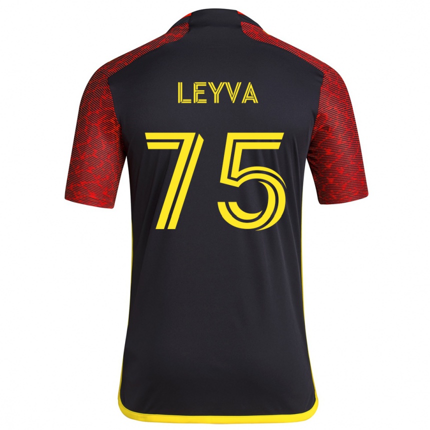 Vaikiškas Danny Leyva #75 Raudona Juoda Išvykos Marškinėliai 2024/25 T-Shirt