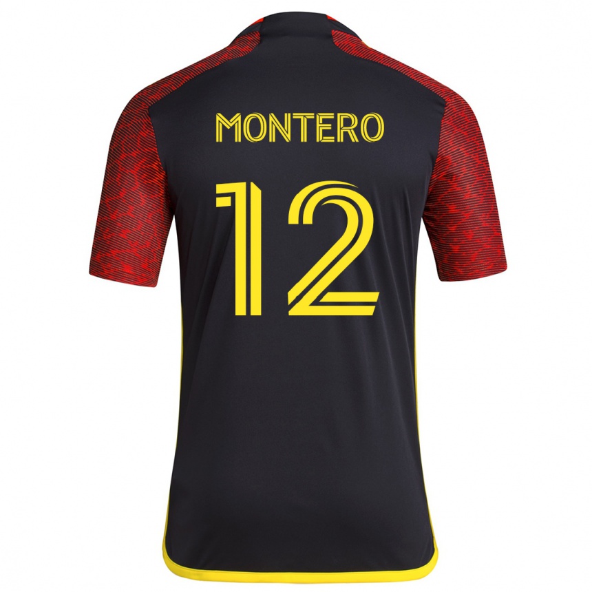 Vaikiškas Fredy Montero #12 Raudona Juoda Išvykos Marškinėliai 2024/25 T-Shirt