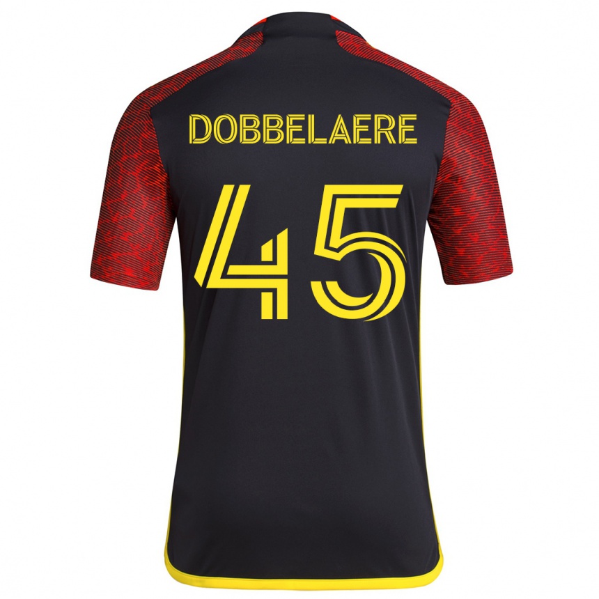 Vaikiškas Ethan Dobbelaere #45 Raudona Juoda Išvykos Marškinėliai 2024/25 T-Shirt