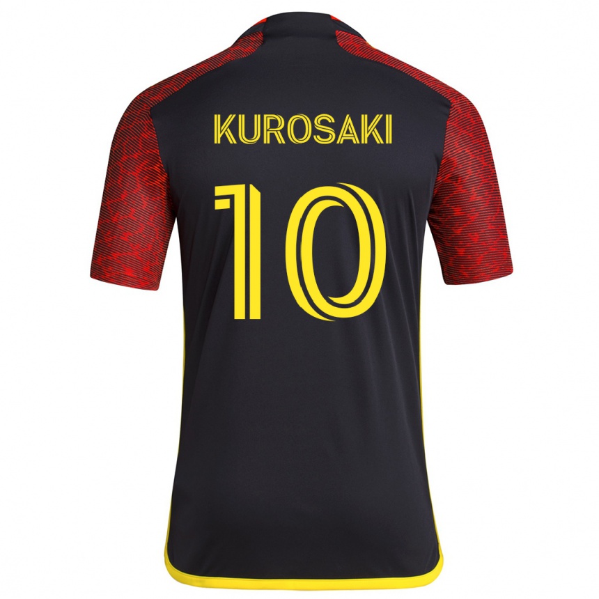 Vaikiškas Yuuka Kurosaki #10 Raudona Juoda Išvykos Marškinėliai 2024/25 T-Shirt