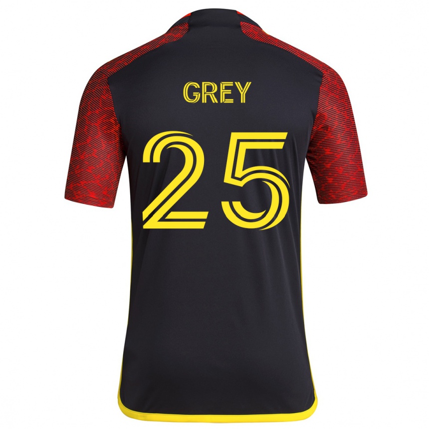 Vaikiškas Mireya Grey #25 Raudona Juoda Išvykos Marškinėliai 2024/25 T-Shirt