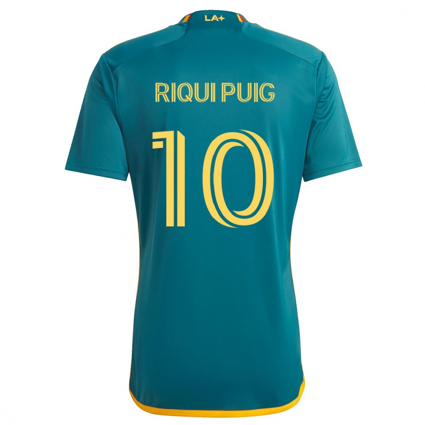 Vaikiškas Riqui Puig #10 Žalia Geltona Išvykos Marškinėliai 2024/25 T-Shirt