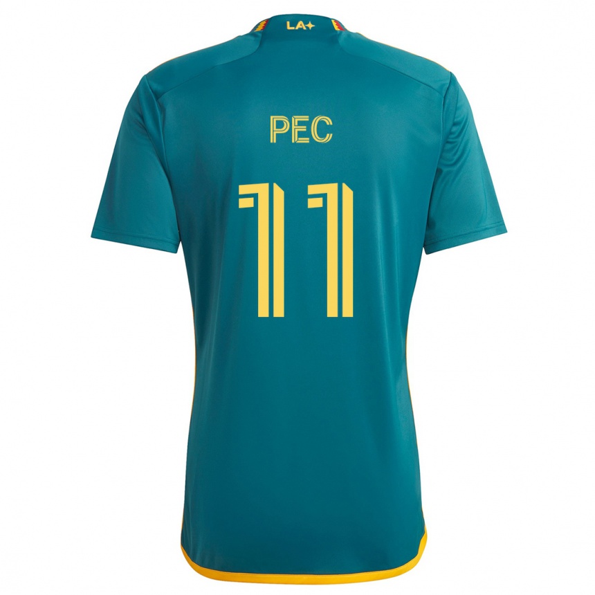 Vaikiškas Gabriel Pec #11 Žalia Geltona Išvykos Marškinėliai 2024/25 T-Shirt