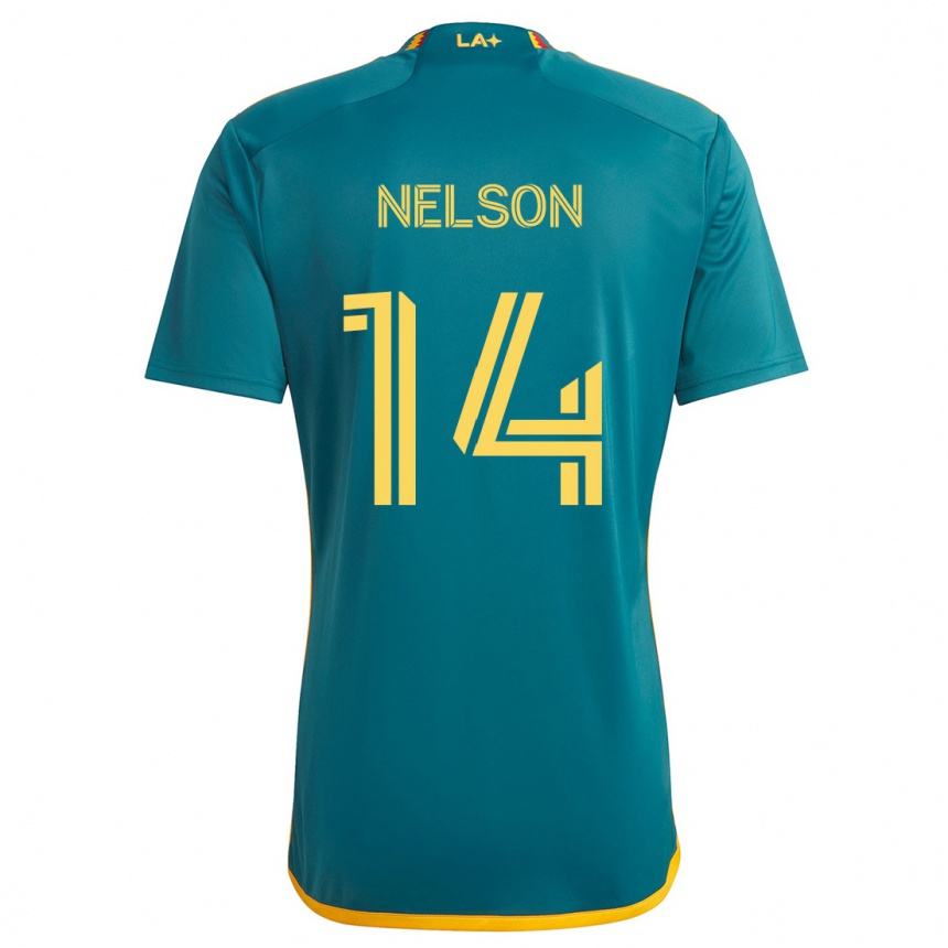 Vaikiškas John Nelson #14 Žalia Geltona Išvykos Marškinėliai 2024/25 T-Shirt