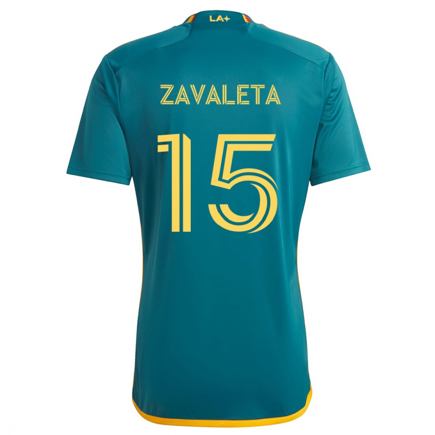 Vaikiškas Eriq Zavaleta #15 Žalia Geltona Išvykos Marškinėliai 2024/25 T-Shirt