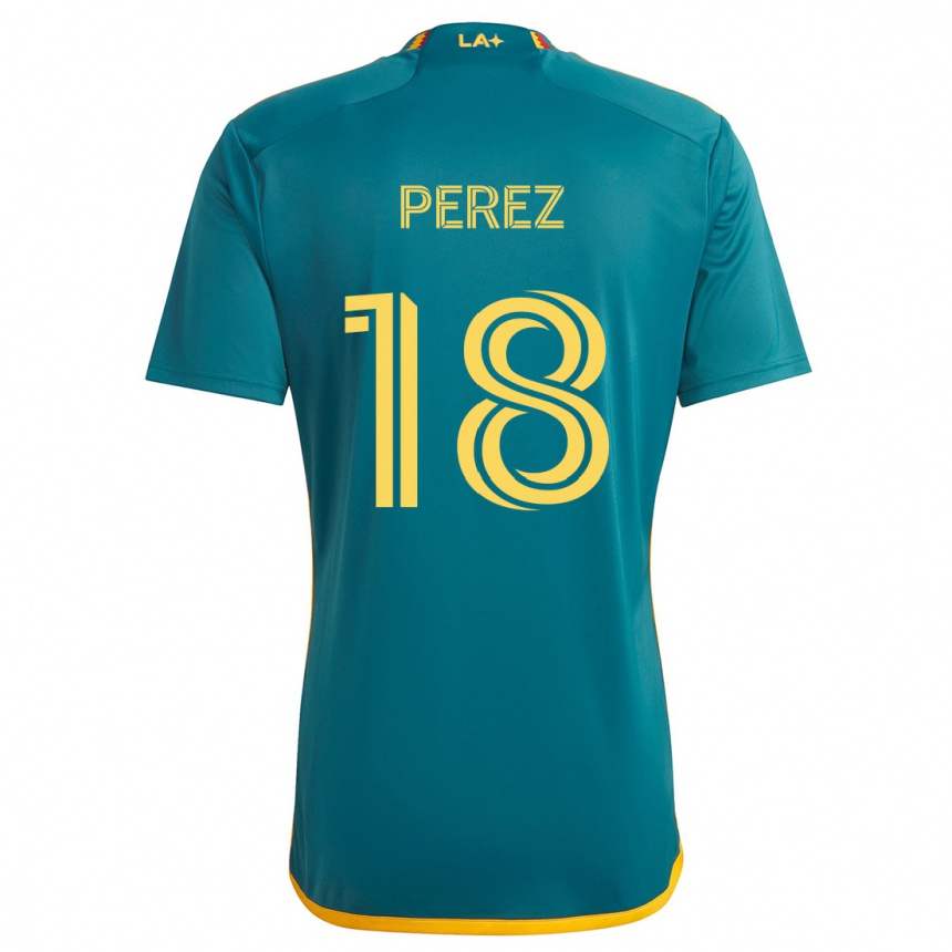 Vaikiškas Jonathan Pérez #18 Žalia Geltona Išvykos Marškinėliai 2024/25 T-Shirt