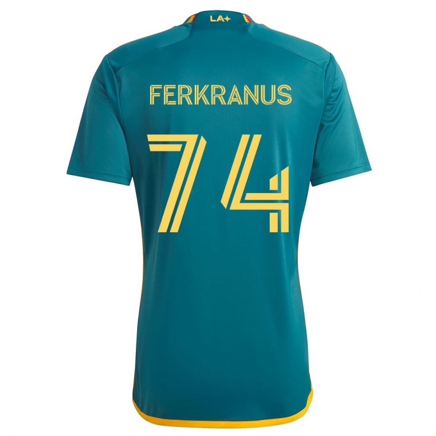 Vaikiškas Marcus Ferkranus #74 Žalia Geltona Išvykos Marškinėliai 2024/25 T-Shirt