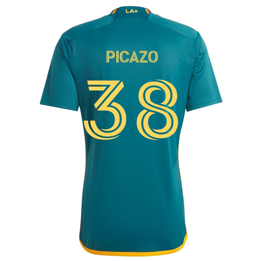 Vaikiškas Axel Picazo #38 Žalia Geltona Išvykos Marškinėliai 2024/25 T-Shirt