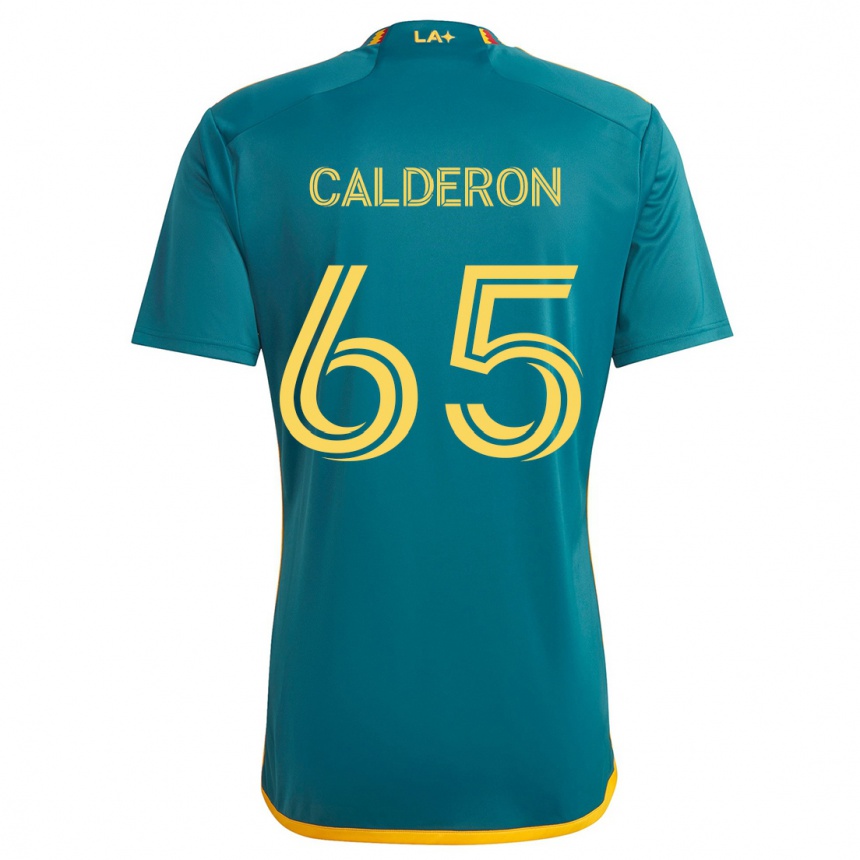 Vaikiškas Juan Calderón #65 Žalia Geltona Išvykos Marškinėliai 2024/25 T-Shirt