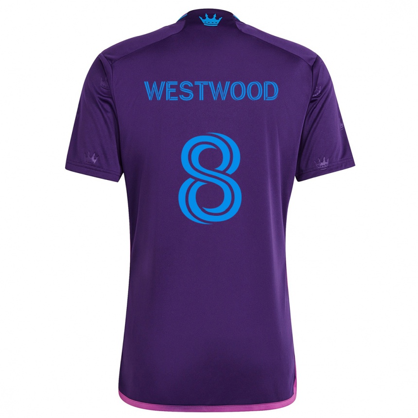 Vaikiškas Ashley Westwood #8 Violetinė Mėlyna Išvykos Marškinėliai 2024/25 T-Shirt