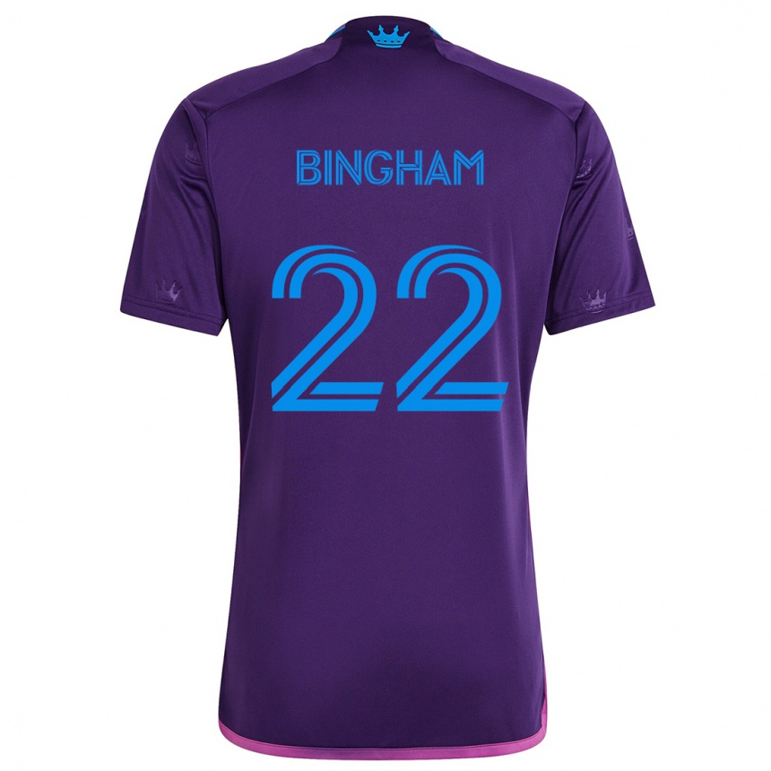 Vaikiškas David Bingham #22 Violetinė Mėlyna Išvykos Marškinėliai 2024/25 T-Shirt