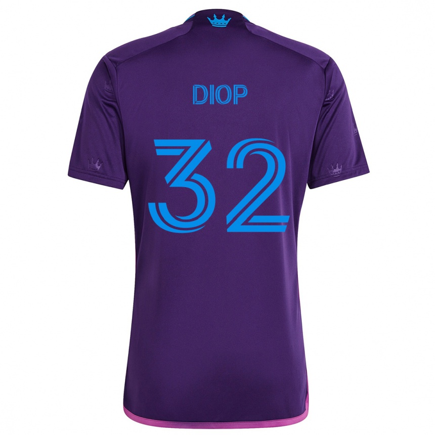 Vaikiškas Hamady Diop #32 Violetinė Mėlyna Išvykos Marškinėliai 2024/25 T-Shirt