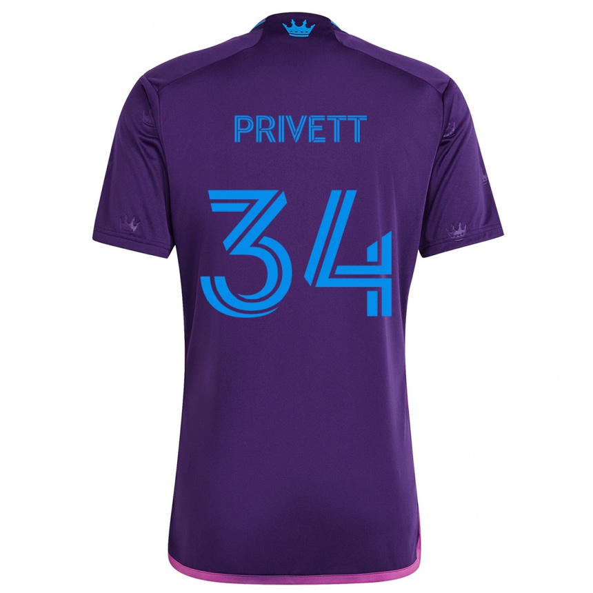 Vaikiškas Andrew Privett #34 Violetinė Mėlyna Išvykos Marškinėliai 2024/25 T-Shirt