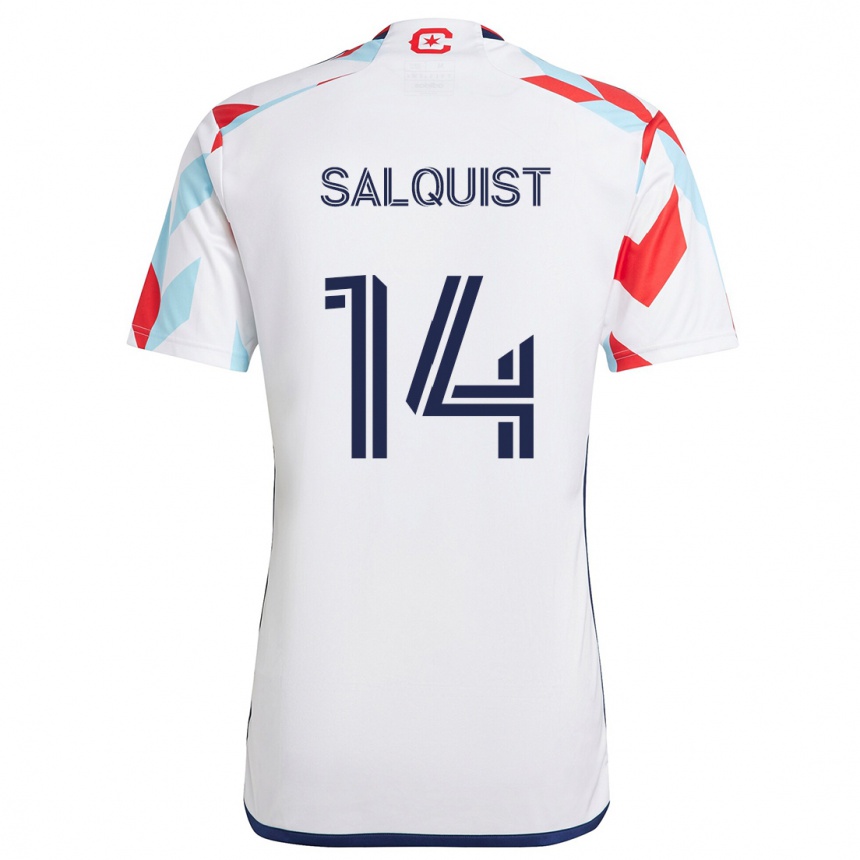 Vaikiškas Tobias Salquist #14 Balta Raudona Mėlyna Išvykos Marškinėliai 2024/25 T-Shirt