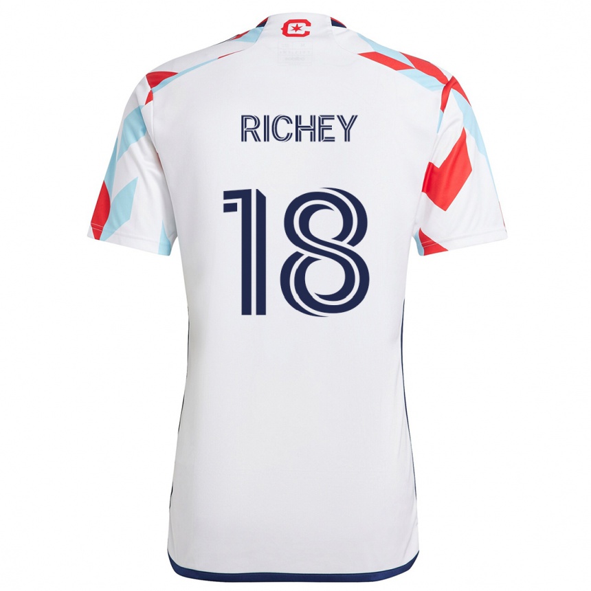 Vaikiškas Spencer Richey #18 Balta Raudona Mėlyna Išvykos Marškinėliai 2024/25 T-Shirt