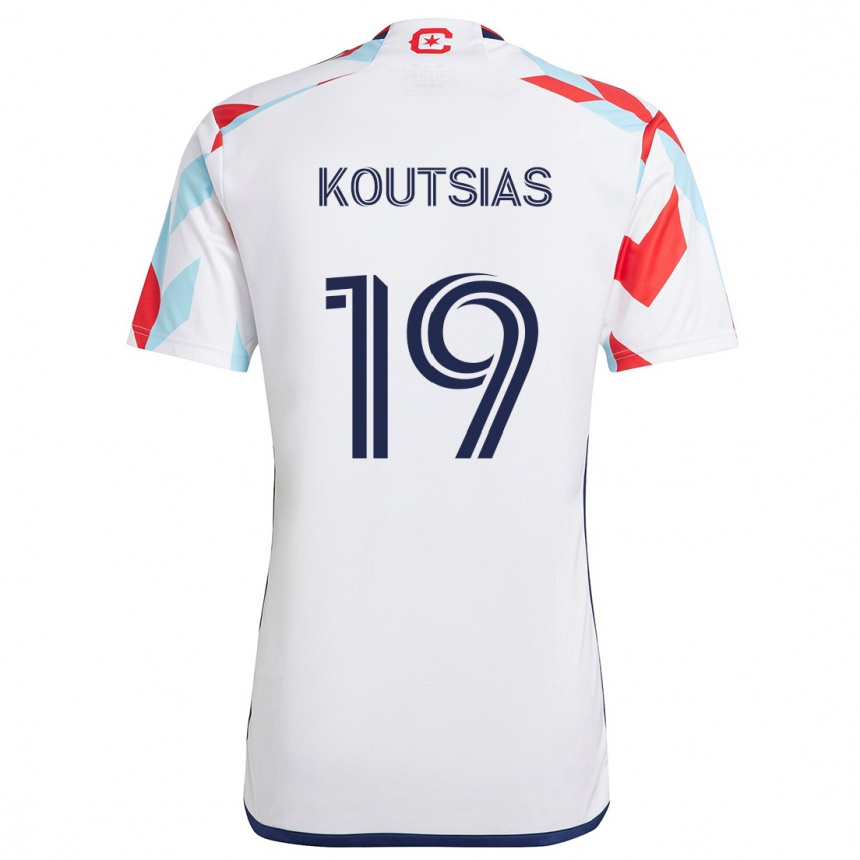 Vaikiškas Georgios Koutsias #19 Balta Raudona Mėlyna Išvykos Marškinėliai 2024/25 T-Shirt