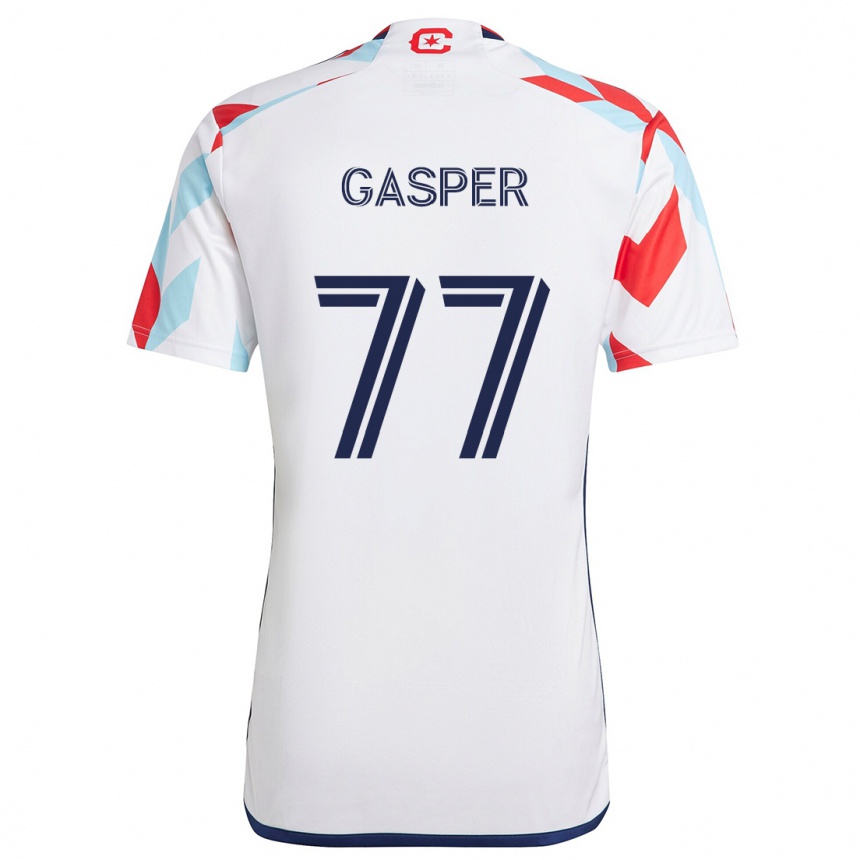 Vaikiškas Chase Gasper #77 Balta Raudona Mėlyna Išvykos Marškinėliai 2024/25 T-Shirt