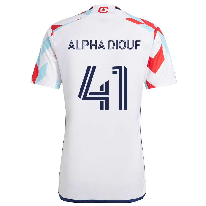 Vaikiškas Jean Alpha Diouf #41 Balta Raudona Mėlyna Išvykos Marškinėliai 2024/25 T-Shirt