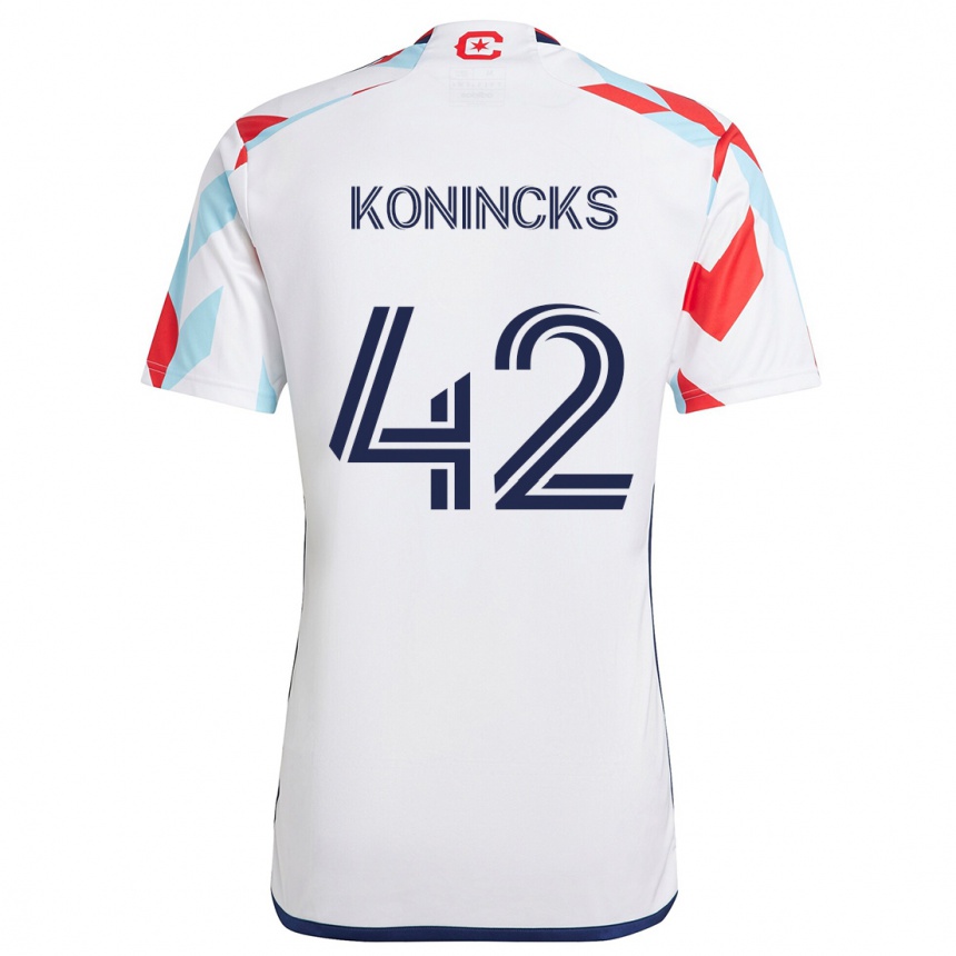 Vaikiškas Diego Konincks #42 Balta Raudona Mėlyna Išvykos Marškinėliai 2024/25 T-Shirt