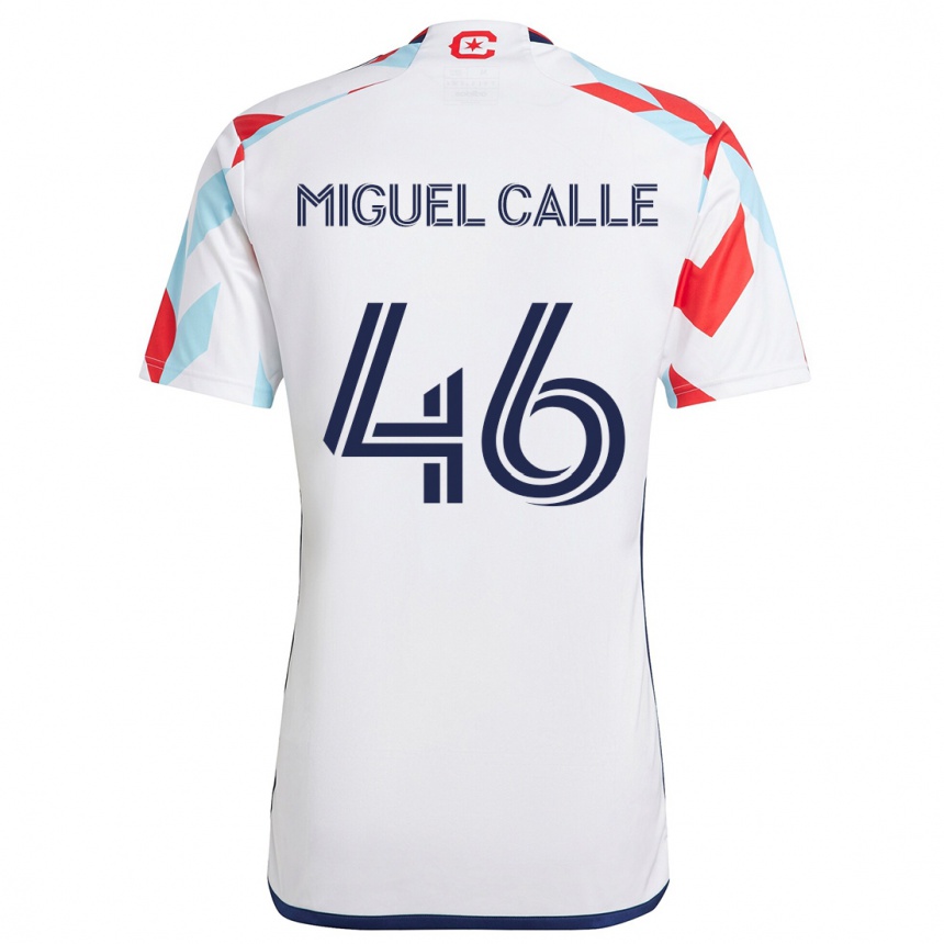 Vaikiškas Juan Miguel Calle #46 Balta Raudona Mėlyna Išvykos Marškinėliai 2024/25 T-Shirt