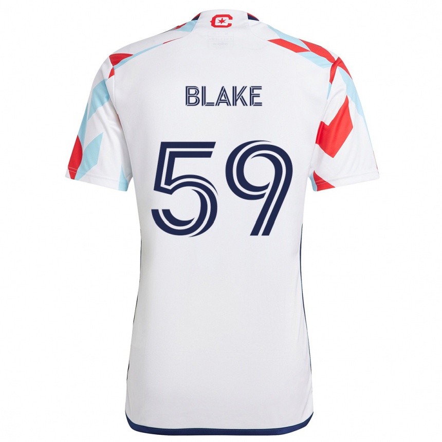 Vaikiškas Romain Blake #59 Balta Raudona Mėlyna Išvykos Marškinėliai 2024/25 T-Shirt