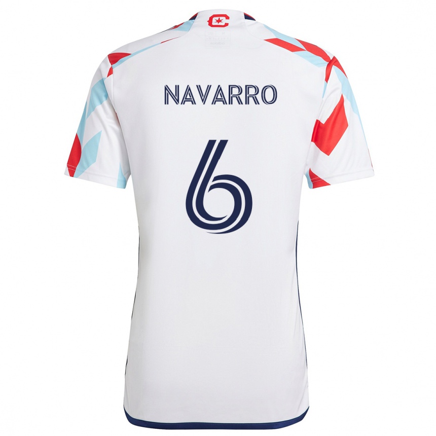 Vaikiškas Miguel Navarro #6 Balta Raudona Mėlyna Išvykos Marškinėliai 2024/25 T-Shirt