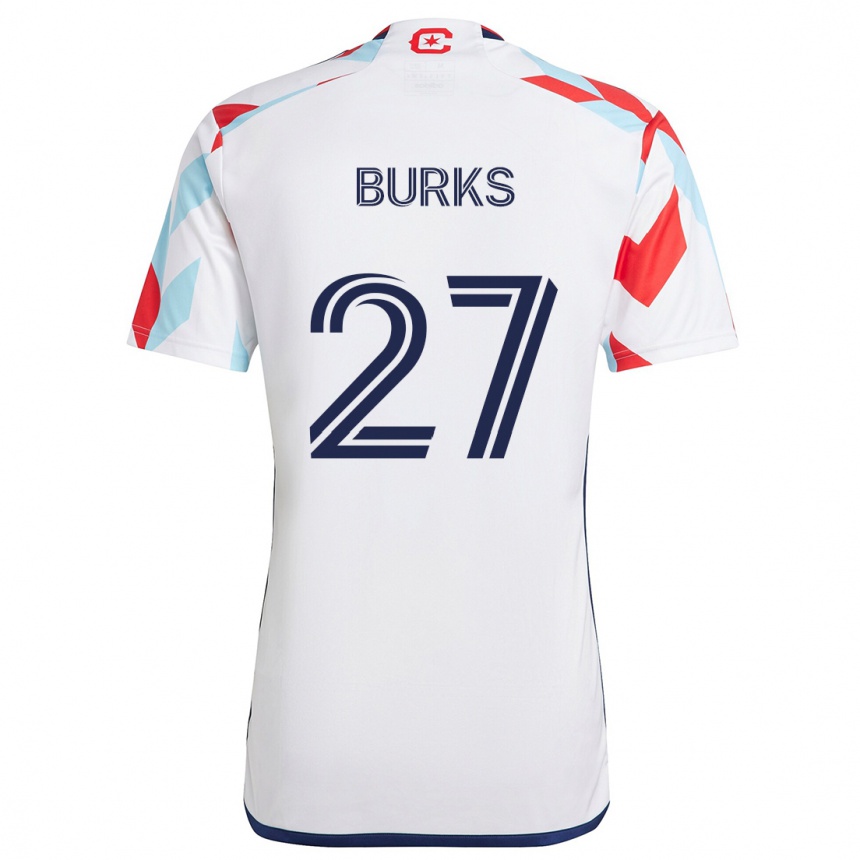 Vaikiškas Kendall Burks #27 Balta Raudona Mėlyna Išvykos Marškinėliai 2024/25 T-Shirt