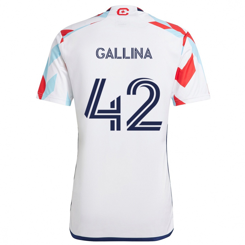 Vaikiškas Henrique Gallina #42 Balta Raudona Mėlyna Išvykos Marškinėliai 2024/25 T-Shirt