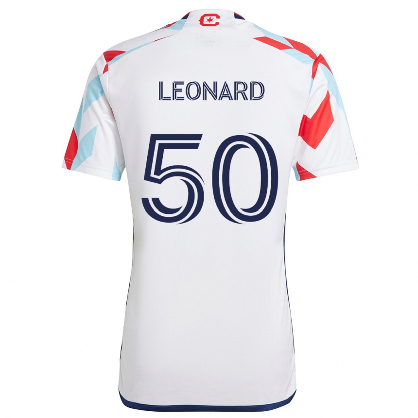 Vaikiškas Eric Leonard #50 Balta Raudona Mėlyna Išvykos Marškinėliai 2024/25 T-Shirt