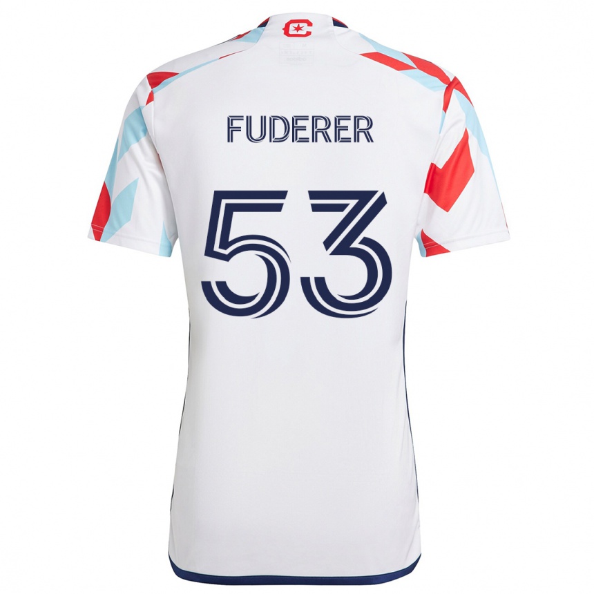 Vaikiškas Jake Fuderer #53 Balta Raudona Mėlyna Išvykos Marškinėliai 2024/25 T-Shirt