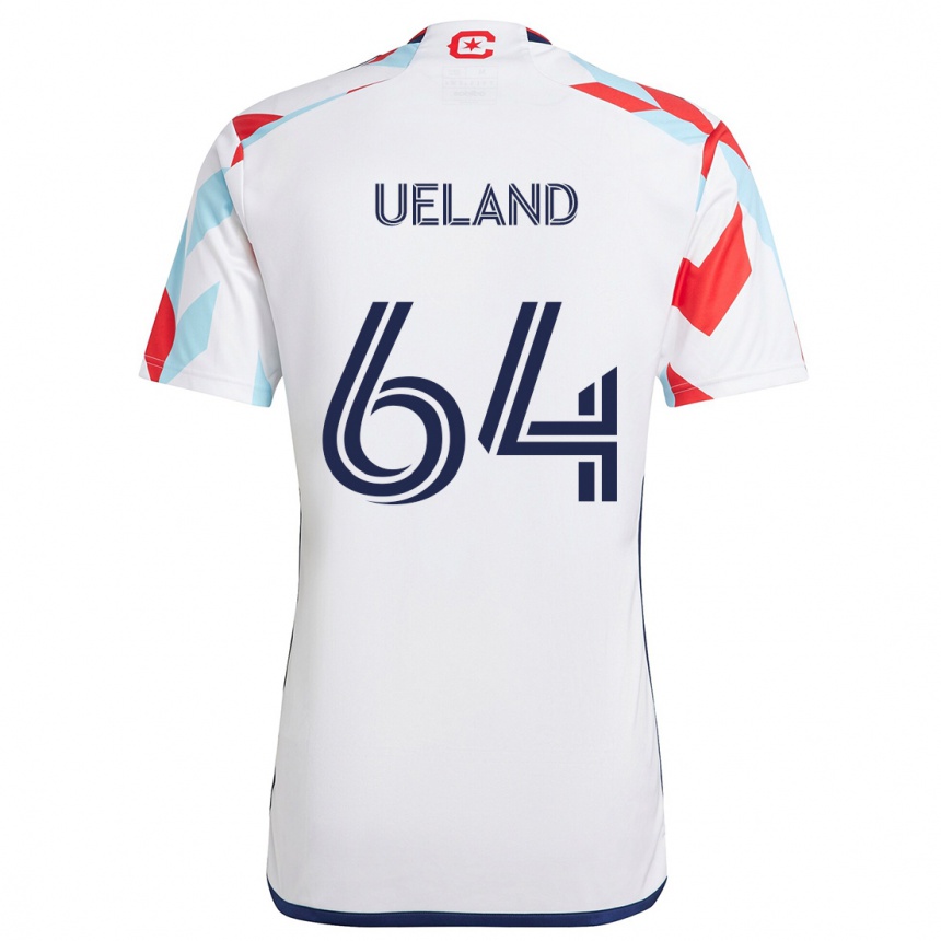 Vaikiškas Andreas Ueland #64 Balta Raudona Mėlyna Išvykos Marškinėliai 2024/25 T-Shirt