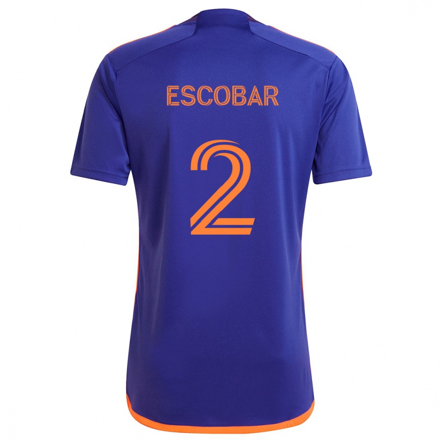 Vaikiškas Franco Escobar #2 Violetinė Oranžinė Išvykos Marškinėliai 2024/25 T-Shirt